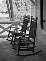 empty rocking chairs in motion