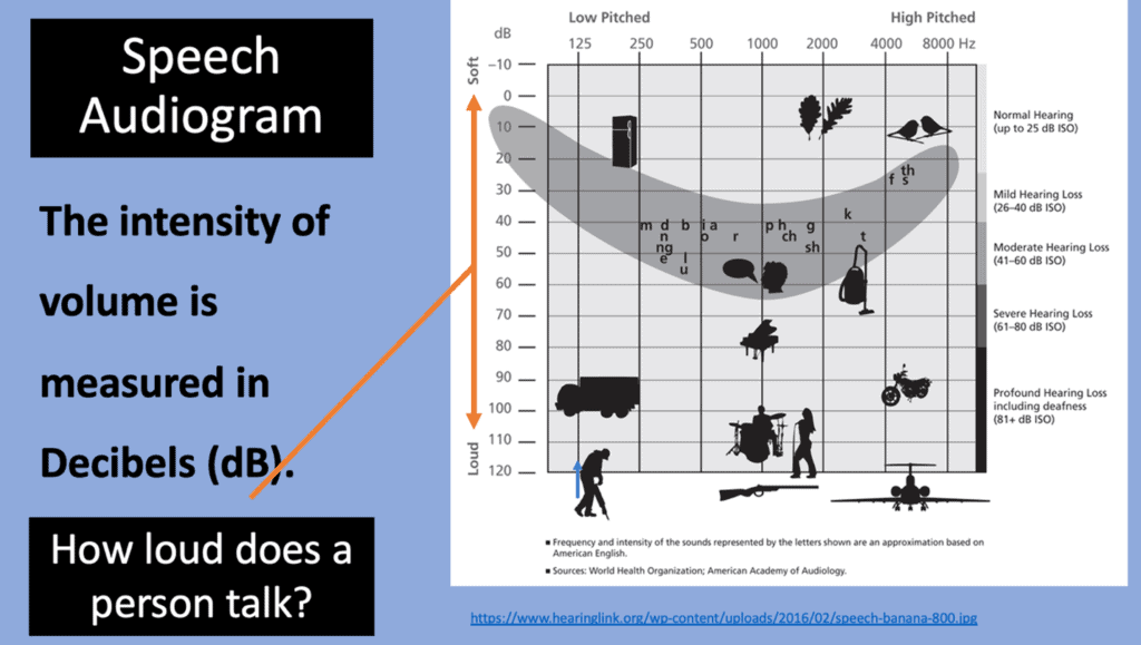 speech audiogram measured in decibels showing everyday noise levels