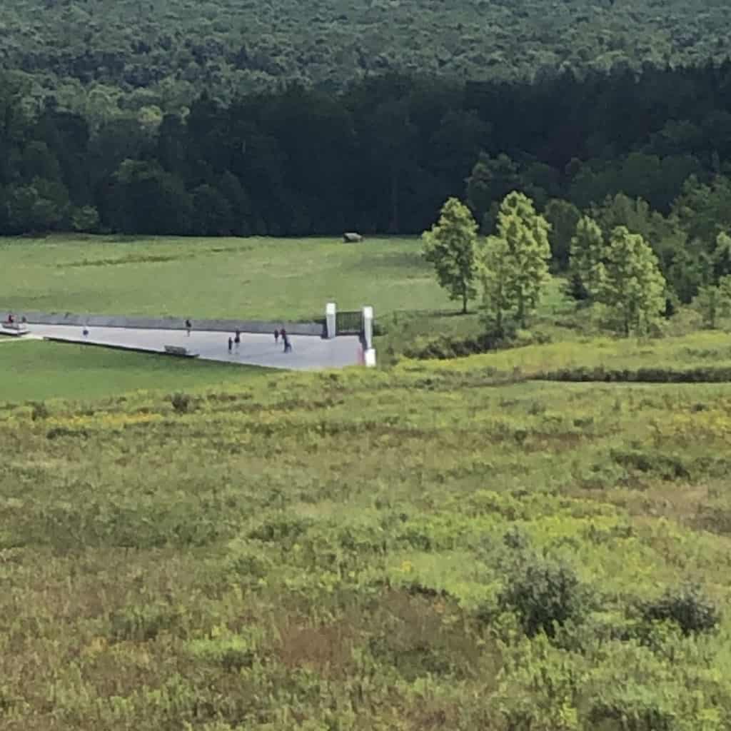 view in the 93 memorial field looking down at the deck and tree line. 
