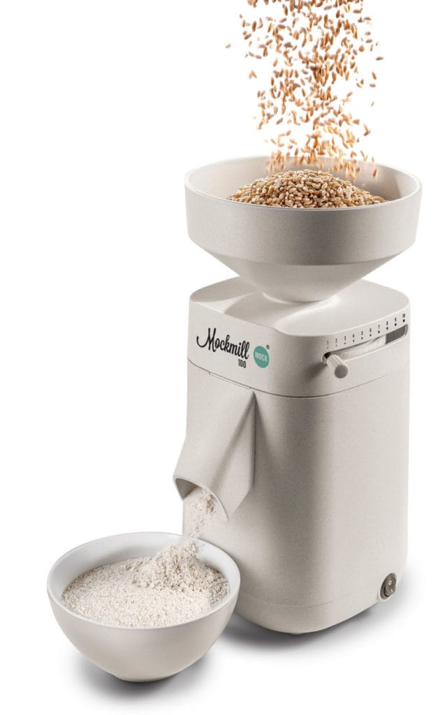 mockmill grain mill milling grain into flour