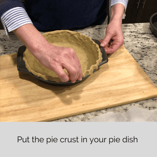 pinching the edges of a gluten and dairy free pie crust