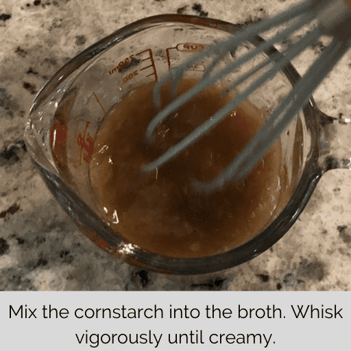 mixing broth and cornstarch together