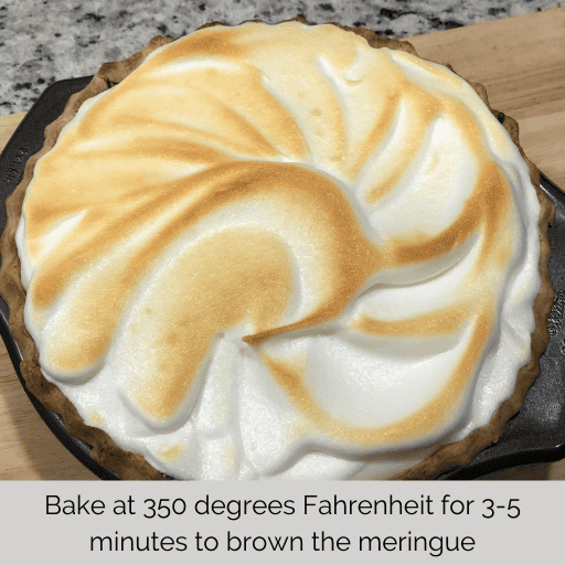 homemade gluten and dairy free chocolate pie topped with browned meringue