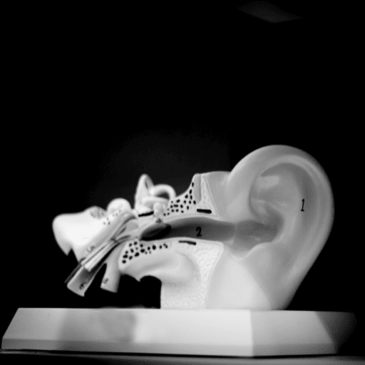 black and white image of an ear diagram 