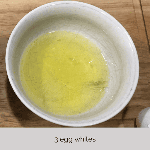 3 egg white in a white bowl