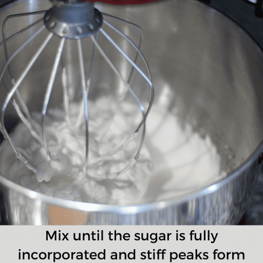 stiff egg whites in a mixing bowl with the beater pulled up