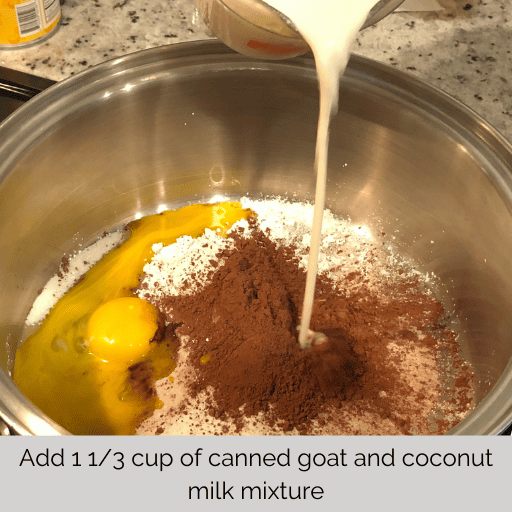 milk mixture being poured into the saucepan