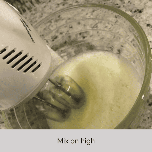 mixing egg whites on high