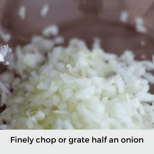 finely chopped onion in a glass bowl