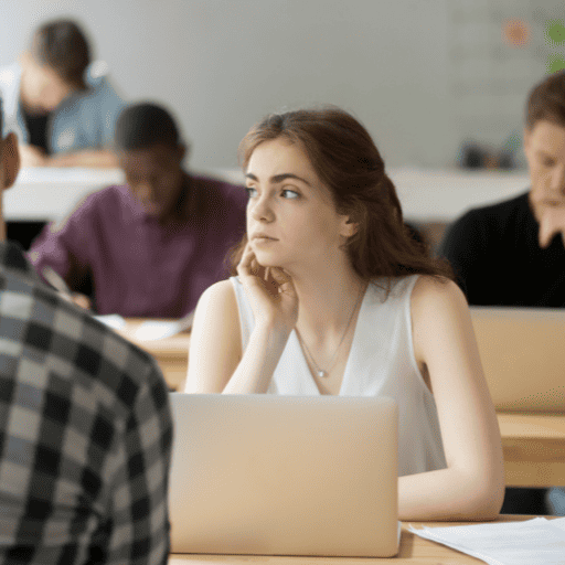 Girl with ADHD who is staring off into the distance during class. 