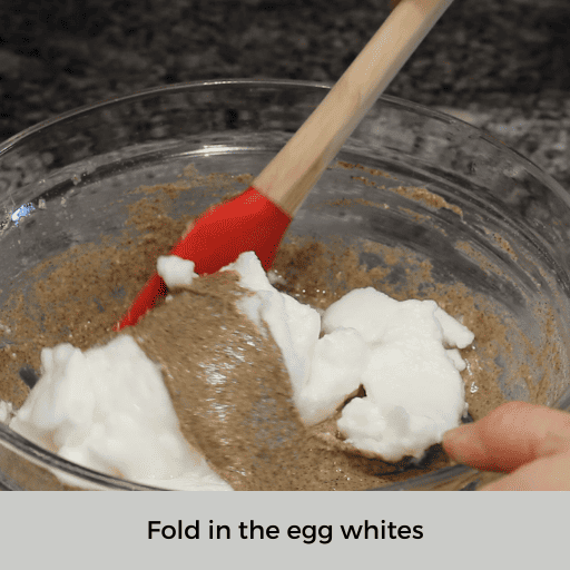 spatula folding in fluffy egg white to the pancake batter