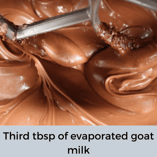 dairy free chocolate brownie icing with 3 tbsp of goat milk added