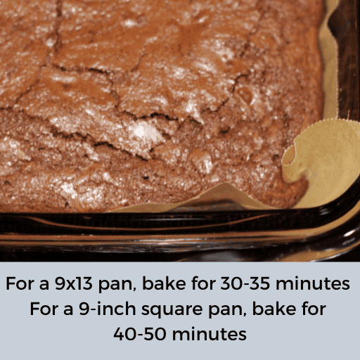 baked gluten and dairy free brownies in a glass dish lined with parchment paper