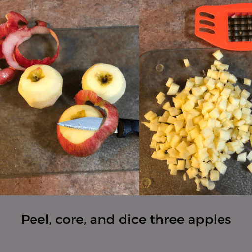 diced apples on a cutting board
