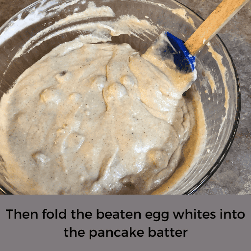 Folding egg whites into dairy and gluten free apple pancake batter