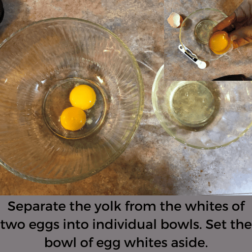 separating the yolk from the whites of two eggs