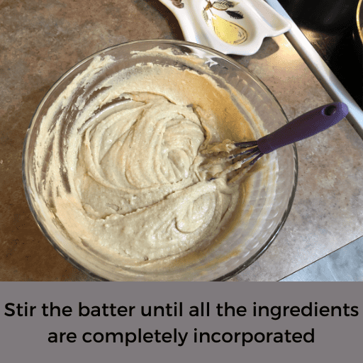 mixing the gluten and dairy free apple pancake batter