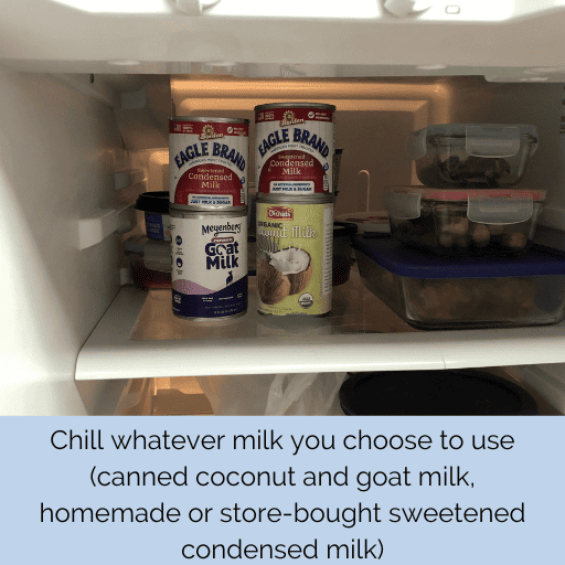 canned milks in the fridge