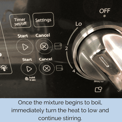 stovetop heat turned to low