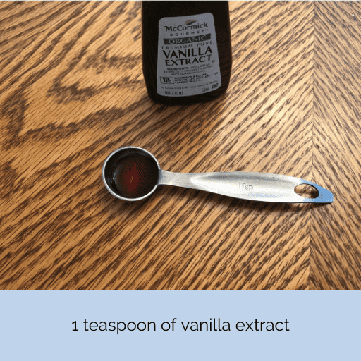 a teaspoon of vanilla extract measured out