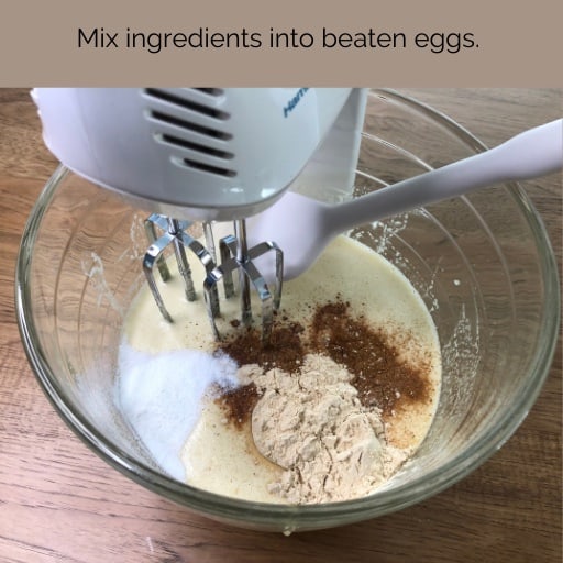 Mix ingredients into beaten eggs.
