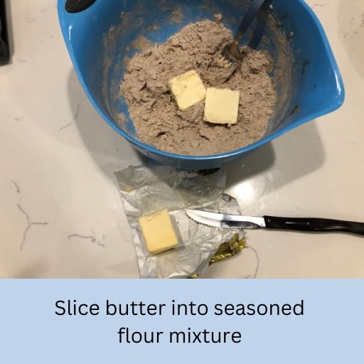 slice butter into flour mixture