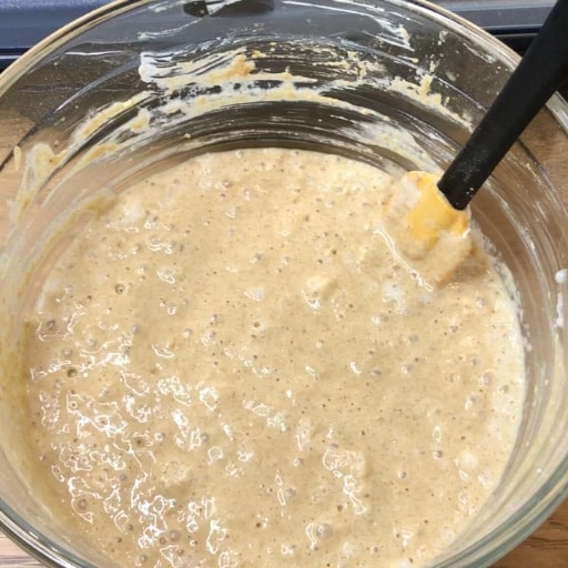 Pancake batter expanding and ready to cook