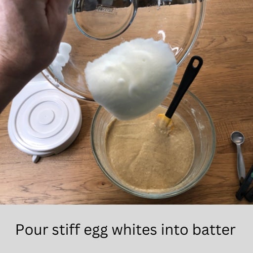 Add egg whites to pancake batter.