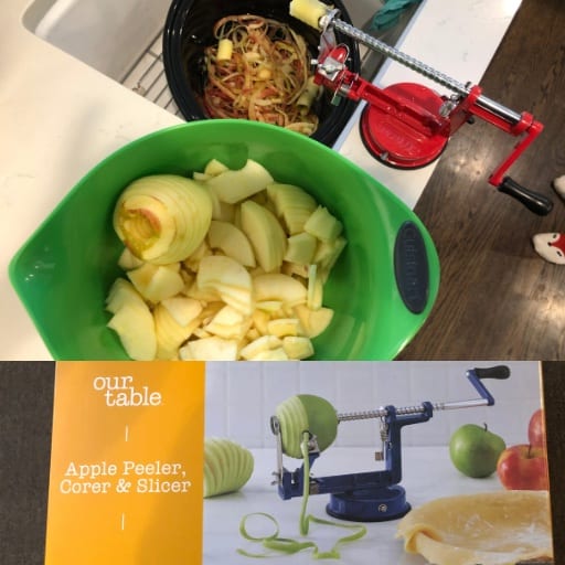 Peeled, cored, and sliced apples