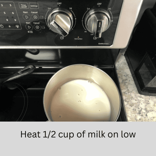 Heat up milk until you see it steam. Then pour into pancake batter.