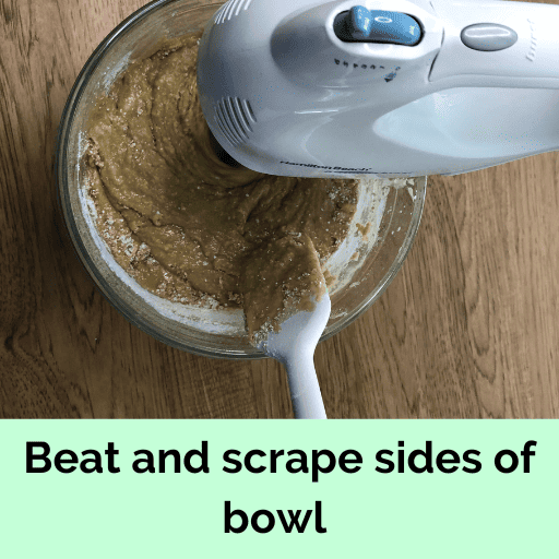 Each time you add flour, beat and scrape sides of bowl.