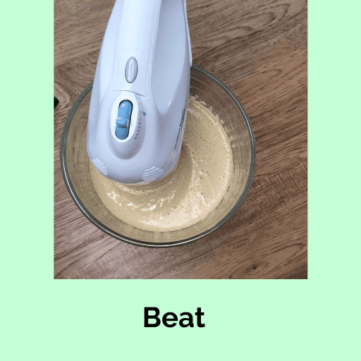 Beat batter until it looks creamy and light
