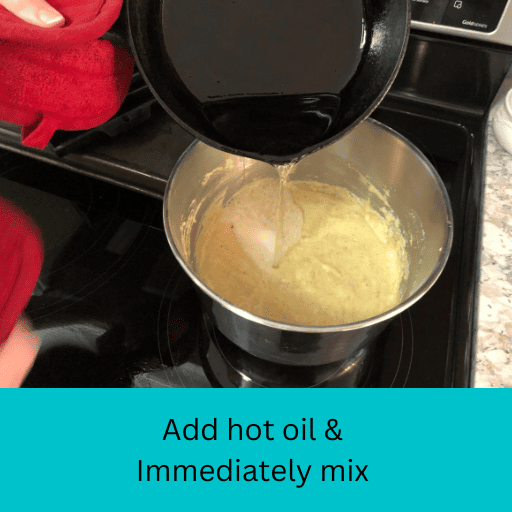 add hot oil to gluten free cornbread batter